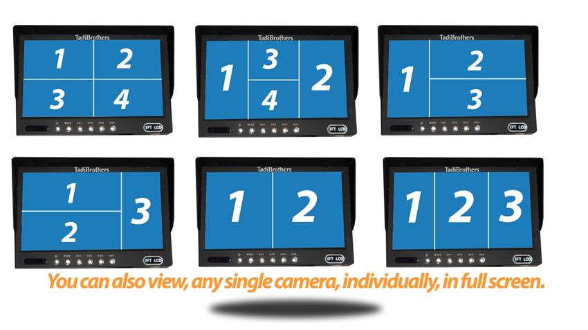 7-Inch Split Screen Mirror with DVR for up to 4 Backup Cameras