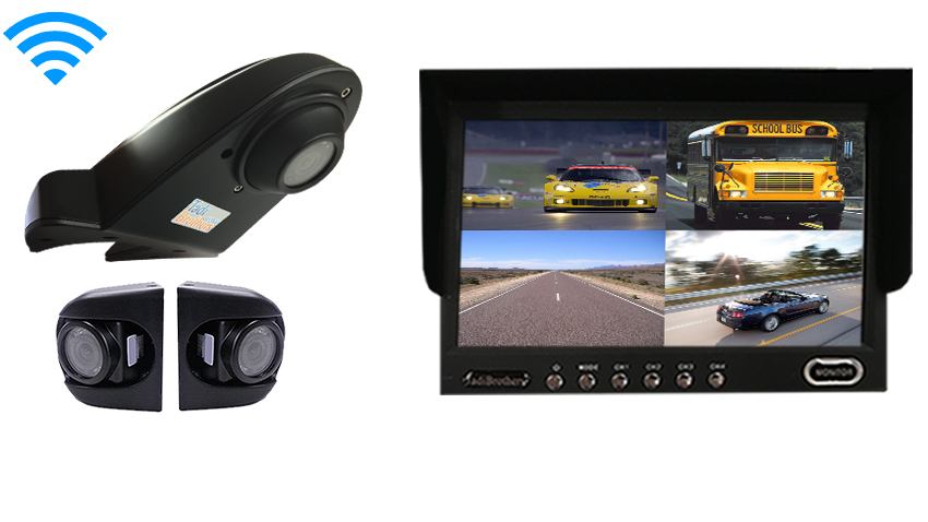 Wireless Overhang Backup Camera with 2 Side Cameras and Rear