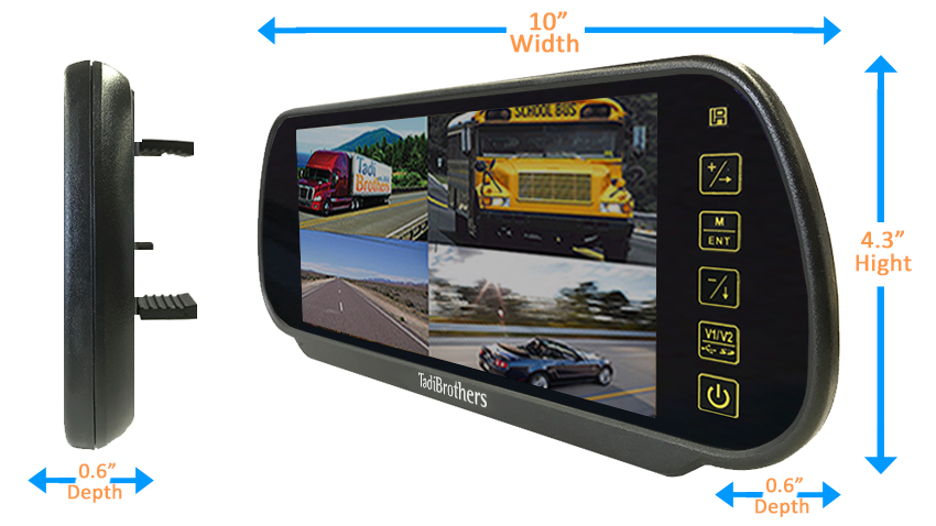 7-Inch Split Screen Mirror with DVR for up to 4 Backup Cameras