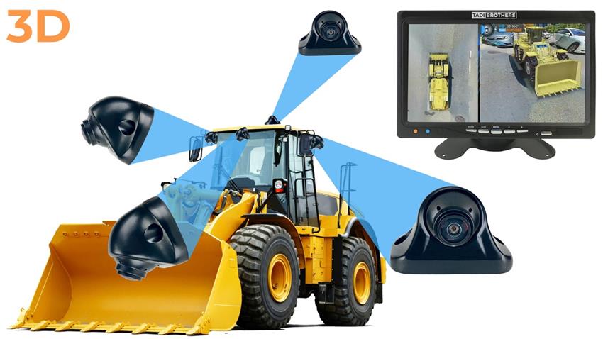 360° Bulldozer Camera System in 1080P 3D Surround View with DVR